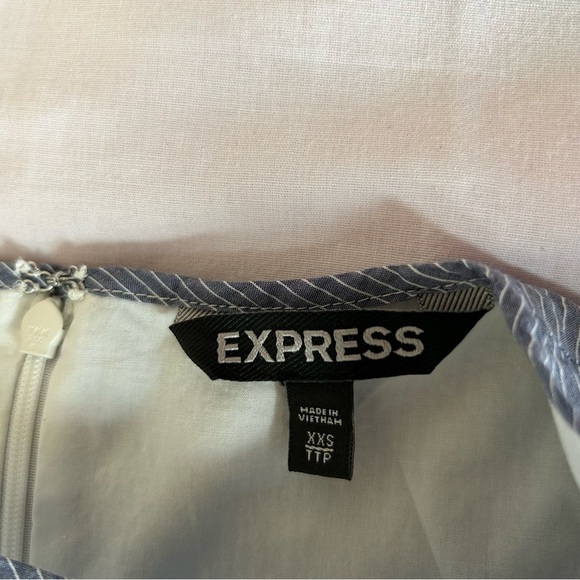 Express Blue and White Striped Ruffle Mini Dress Size XXS - Picture 6 of 6